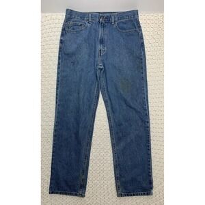 George Men's Jeans 33x32 Straight Leg Blue Denim Light Wash‎  RN#52469 Workwear